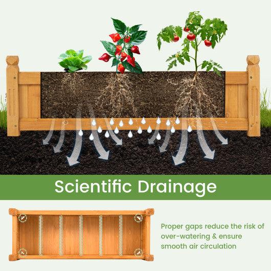 Wooden Rectangular Garden Bed with Drainage System-Natural at Set Shop and Smile