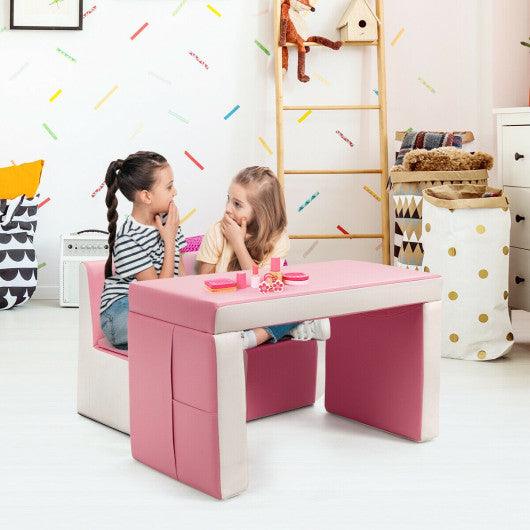 Multi-functional Kids Sofa Table Chair Set-Pink at Set Shop and Smile
