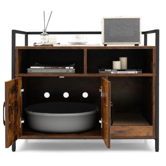 Hidden Cat Washroom with Double Doors and Scratch Cardboard-Coffee at Set Shop and Smile