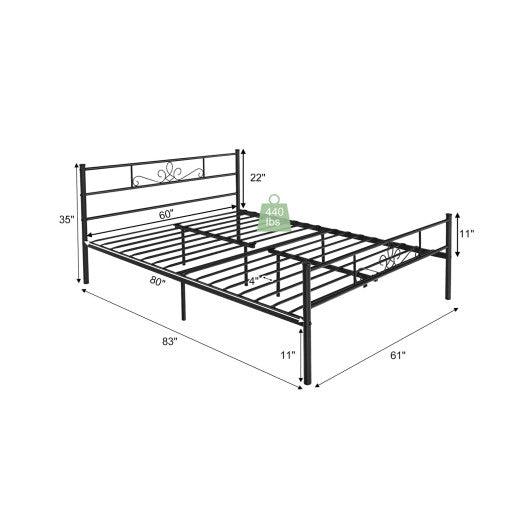 Twin/Full/Queen Size Metal Bed Frame with Headboard and Footboard-Queen Size at Set Shop and Smile