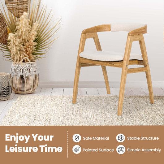 Leisure Bamboo Dining Chair with Curved Back and Anti-slip Foot Pads-Natural at Set Shop and Smile