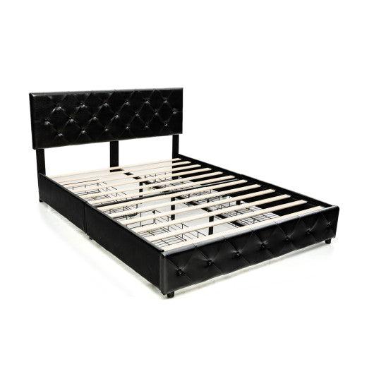 Full/Queen PU Leather Upholstered Platform Bed with 4 Drawers-Full Size at Set Shop and Smile