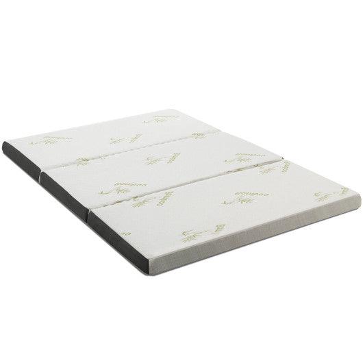 Queen 3 Inch Tri-fold Memory Foam Floor Mattress Topper Portable with Carrying Bag-S at Set Shop and Smile
