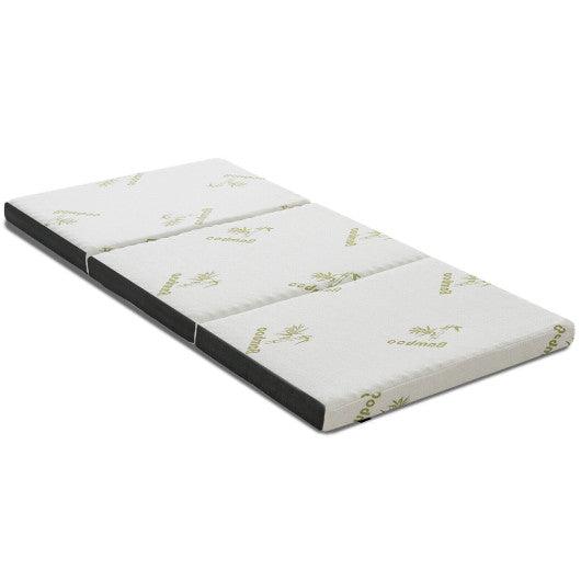 Queen 3 Inch Tri-fold Memory Foam Floor Mattress Topper Portable with Carrying Bag-S at Set Shop and Smile