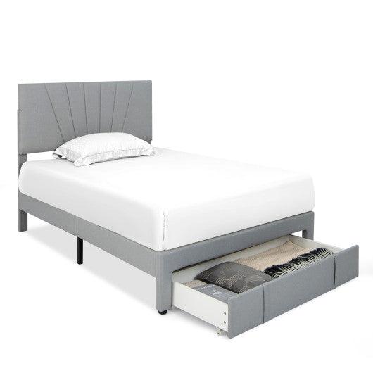 Full/Queen Size Upholstered Bed Frame with Drawer and Adjustable Headboard-Full Size at Set Shop and Smile