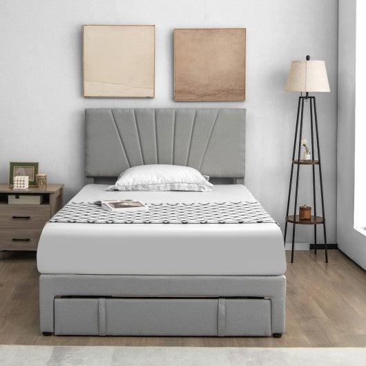 Full/Queen Size Upholstered Bed Frame with Drawer and Adjustable Headboard-Full Size at Set Shop and Smile