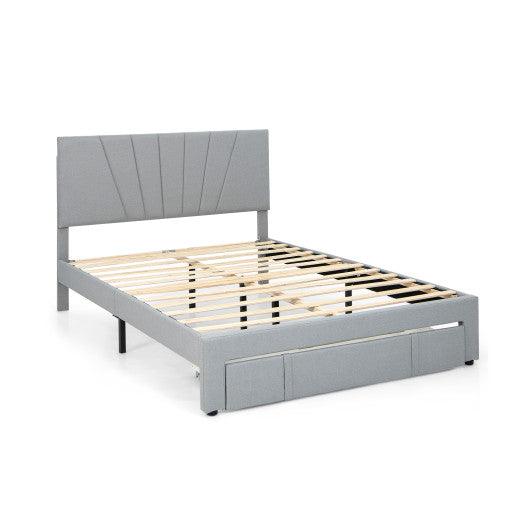 Full/Queen Size Upholstered Bed Frame with Drawer and Adjustable Headboard-Queen Size at Set Shop and Smile