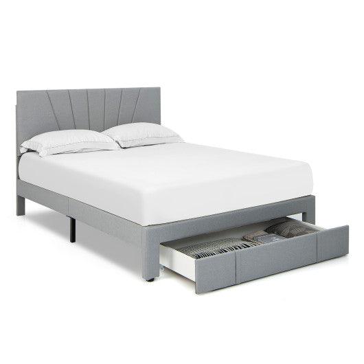 Full/Queen Size Upholstered Bed Frame with Drawer and Adjustable Headboard-Queen Size at Set Shop and Smile
