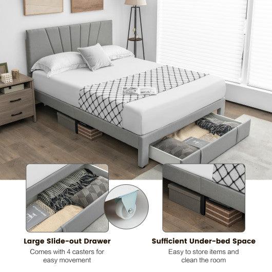Full/Queen Size Upholstered Bed Frame with Drawer and Adjustable Headboard-Queen Size at Set Shop and Smile