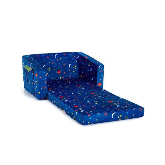 2-in-1 Convertible Kids Sofa with Velvet Fabric-Blue at Set Shop and Smile