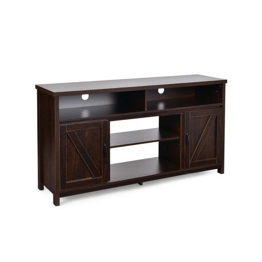 59 Inch TV Stand Media Center Console Cabinet with Barn Door for TV's 65 Inch-Brown at Set Shop and Smile