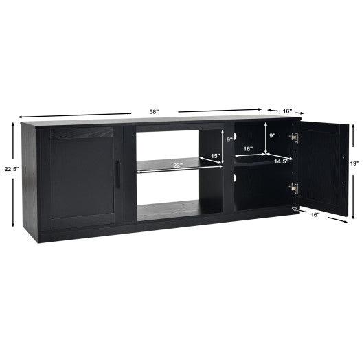 58 Inch TV Stand with 1500W Faux Fireplace for TVs up to 65 Inch-Black at Set Shop and Smile