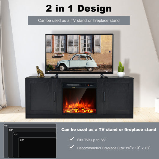 58 Inch TV Stand with 1500W Faux Fireplace for TVs up to 65 Inch-Black - Set Shop and Smile