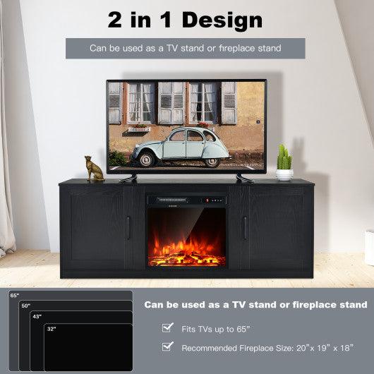58 Inch TV Stand with 1500W Faux Fireplace for TVs up to 65 Inch-Black at Set Shop and Smile
