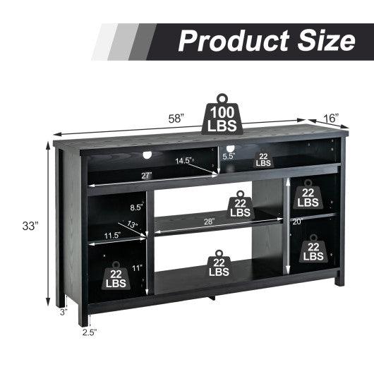 58 Inch TV Stand Entertainment Console Center with Adjustable Open Shelves-Black at Set Shop and Smile
