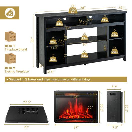 58 Inch TV Stand Entertainment Console Center with Adjustable Open Shelves-Black at Set Shop and Smile