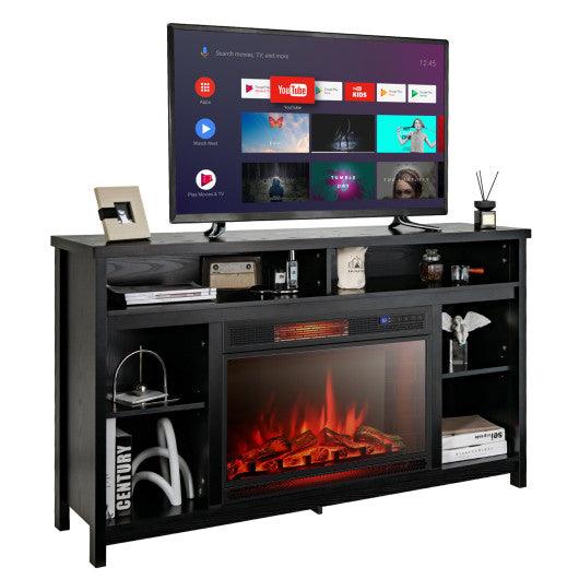58 Inch TV Stand Entertainment Console Center with Adjustable Open Shelves-Black at Set Shop and Smile