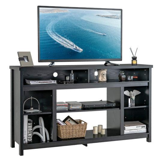 58 Inch TV Stand Entertainment Console Center with Adjustable Open Shelves-Black at Set Shop and Smile