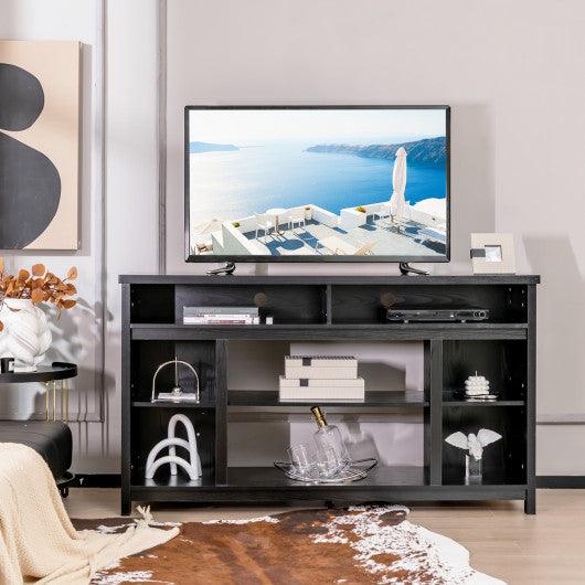 58 Inch TV Stand Entertainment Console Center with Adjustable Open Shelves-Black at Set Shop and Smile