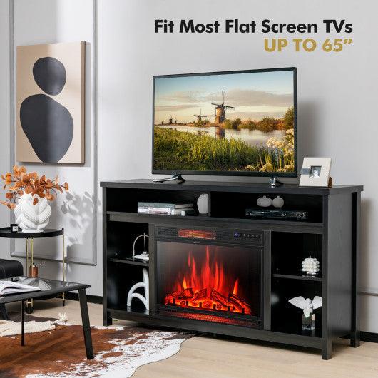 58 Inch TV Stand Entertainment Console Center with Adjustable Open Shelves-Black at Set Shop and Smile