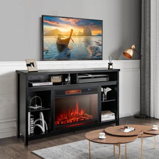 58 Inch TV Stand Entertainment Console Center with Adjustable Open Shelves-Black at Set Shop and Smile