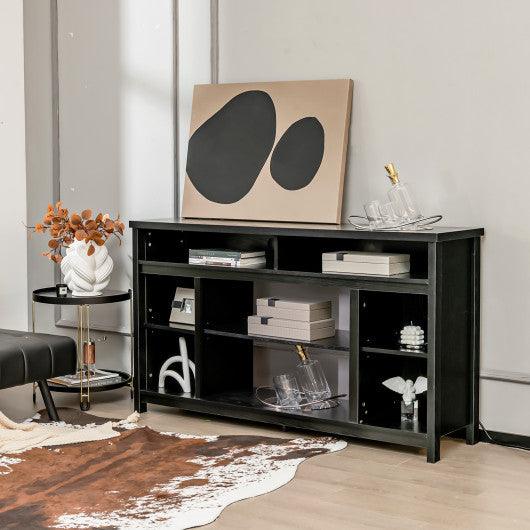 58 Inch TV Stand Entertainment Console Center with Adjustable Open Shelves-Black at Set Shop and Smile