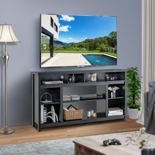 58 Inch TV Stand Entertainment Console Center with Adjustable Open Shelves-Black at Set Shop and Smile