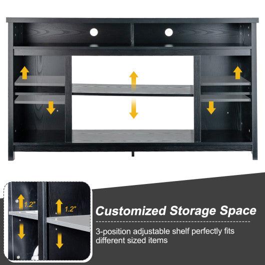 58 Inch TV Stand Entertainment Console Center with Adjustable Open Shelves-Black at Set Shop and Smile