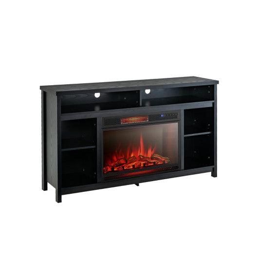 58 Inch TV Stand Entertainment Console Center with Adjustable Open Shelves-Black at Set Shop and Smile