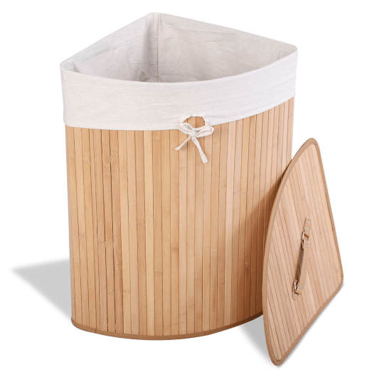Corner Bamboo Hamper Laundry Basket at Set Shop and Smile