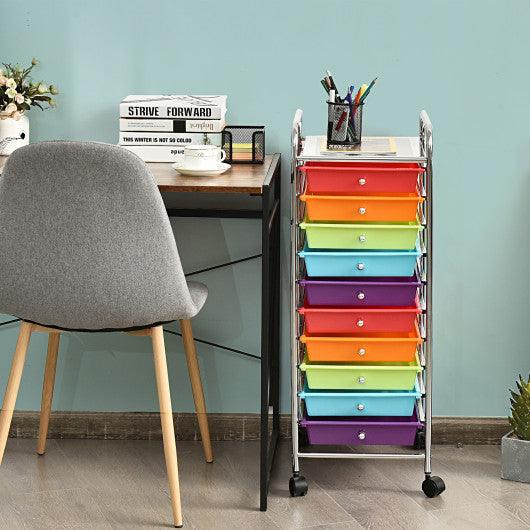 10 Drawer Rolling Storage Cart Organizer-Multicolor at Set Shop and Smile