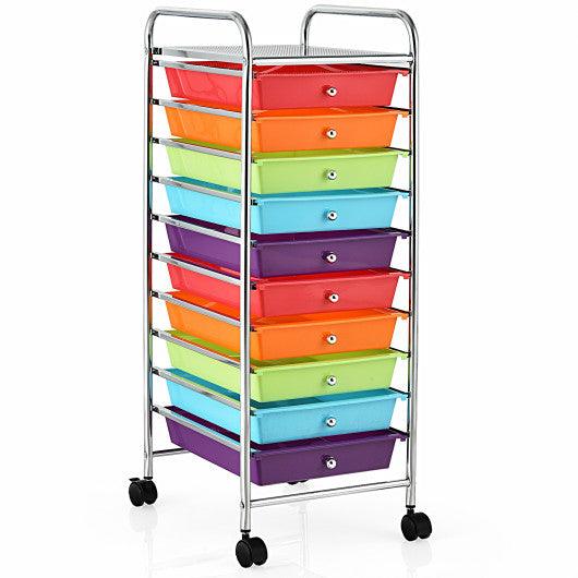 10 Drawer Rolling Storage Cart Organizer-Multicolor at Set Shop and Smile