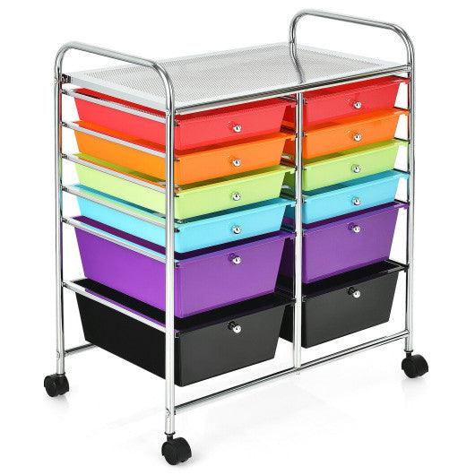 12 Drawers Rolling Cart Storage Scrapbook Paper Organizer Bins-Deep Multicolor at Set Shop and Smile