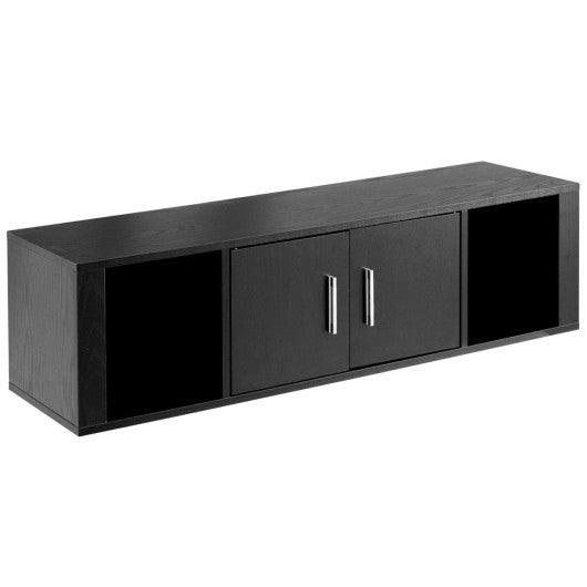 Wall Mounted Floating 2 Door Desk Hutch Storage Shelves at Set Shop and Smile