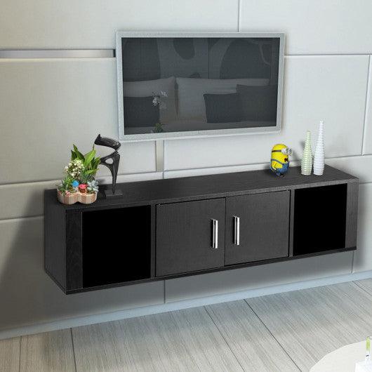 Wall Mounted Floating 2 Door Desk Hutch Storage Shelves at Set Shop and Smile