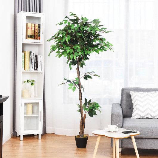 5.5 Feet Artificial Ficus Silk Tree with Wood Trunks at Set Shop and Smile