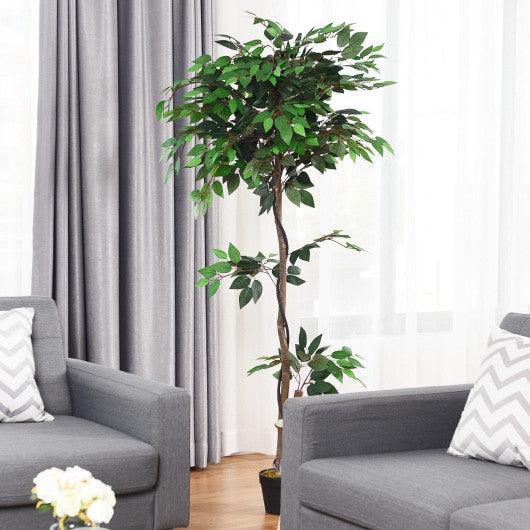 5.5 Feet Artificial Ficus Silk Tree with Wood Trunks at Set Shop and Smile