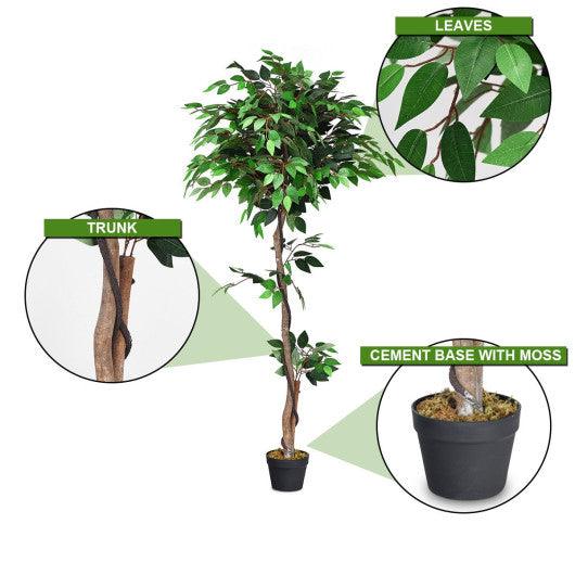 5.5 Feet Artificial Ficus Silk Tree with Wood Trunks at Set Shop and Smile