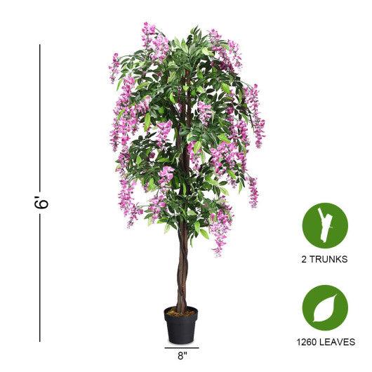 6-Feet Artificial Wisteria Silk Indoor-Outdoor Tree at Set Shop and Smile