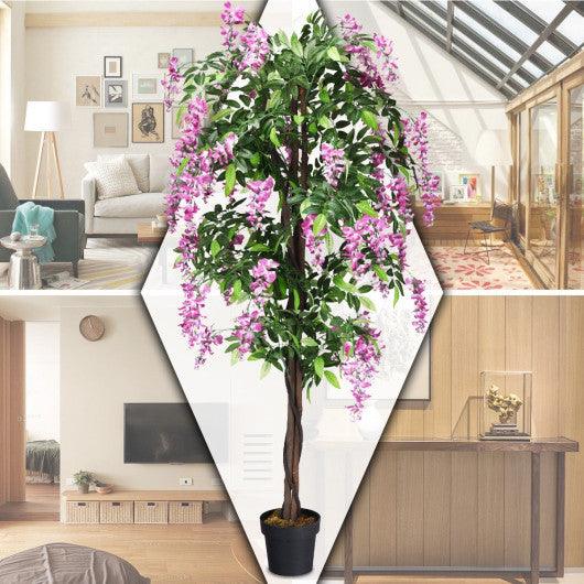 6-Feet Artificial Wisteria Silk Indoor-Outdoor Tree at Set Shop and Smile