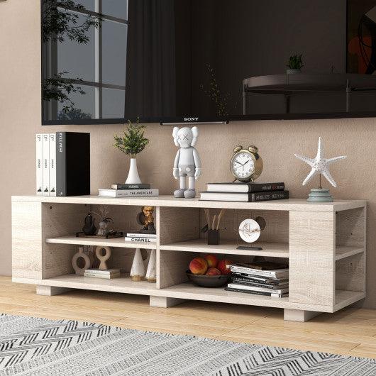 59 Inch Console Storage Entertainment Media Wood TV Stand-Oak at Set Shop and Smile