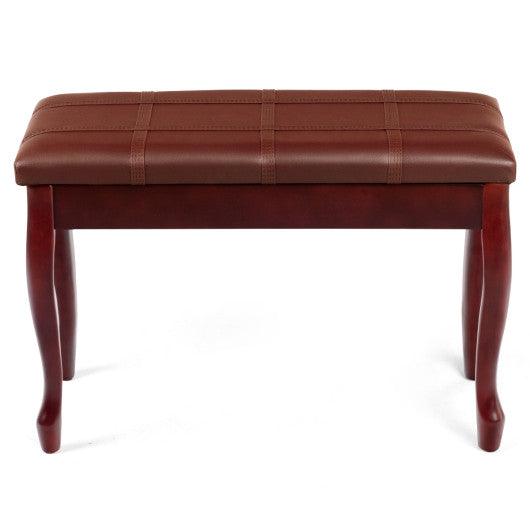 Solid Wood PU Leather Piano Bench with Storage-Brown at Set Shop and Smile