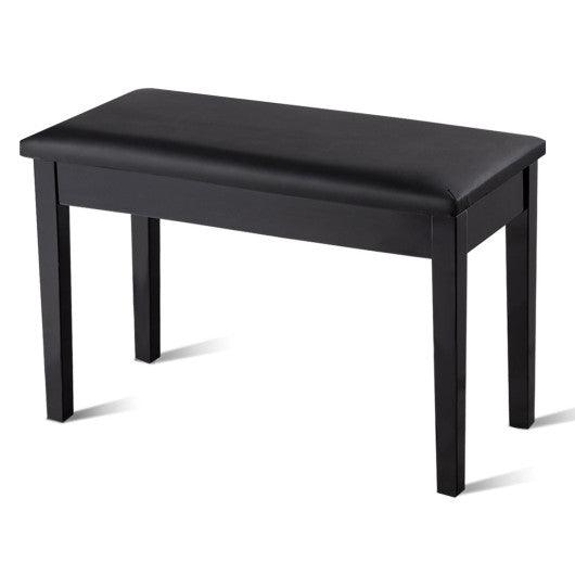 Solid Wood PU Leather Padded Piano Bench Keyboard Seat-Black at Set Shop and Smile