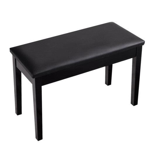 Solid Wood PU Leather Padded Piano Bench Keyboard Seat-Black at Set Shop and Smile