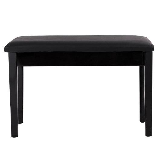Solid Wood PU Leather Padded Piano Bench Keyboard Seat-Black at Set Shop and Smile