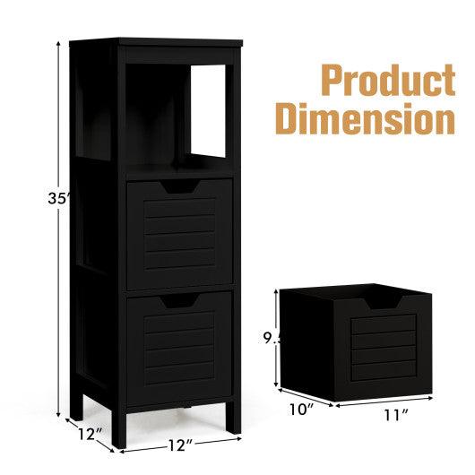 Bathroom Wooden Floor Cabinet Multifunction Storage Rack Stand Organizer-Black at Set Shop and Smile