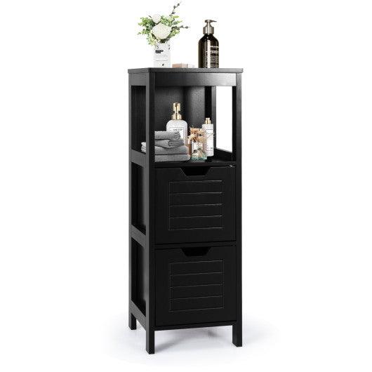 Bathroom Wooden Floor Cabinet Multifunction Storage Rack Stand Organizer-Black at Set Shop and Smile