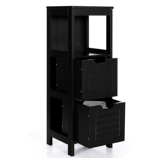 Bathroom Wooden Floor Cabinet Multifunction Storage Rack Stand Organizer-Black at Set Shop and Smile