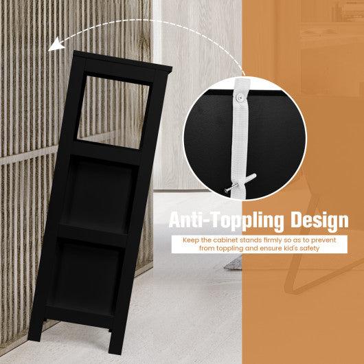 Bathroom Wooden Floor Cabinet Multifunction Storage Rack Stand Organizer-Black at Set Shop and Smile