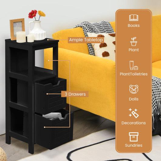 Bathroom Wooden Floor Cabinet Multifunction Storage Rack Stand Organizer-Black at Set Shop and Smile